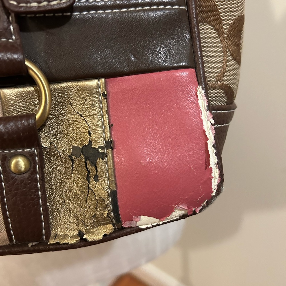 Coach copy Y2K Patchwork Tote Bag - Brown, Pink, Gold - Picture 10 of 10
